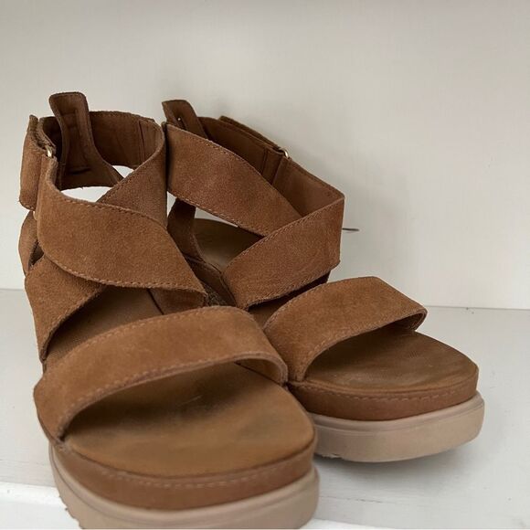 Ugg Ileana Ankle Wedge Sandal Size 10 Chesnut Tan - Picture 3 of 6